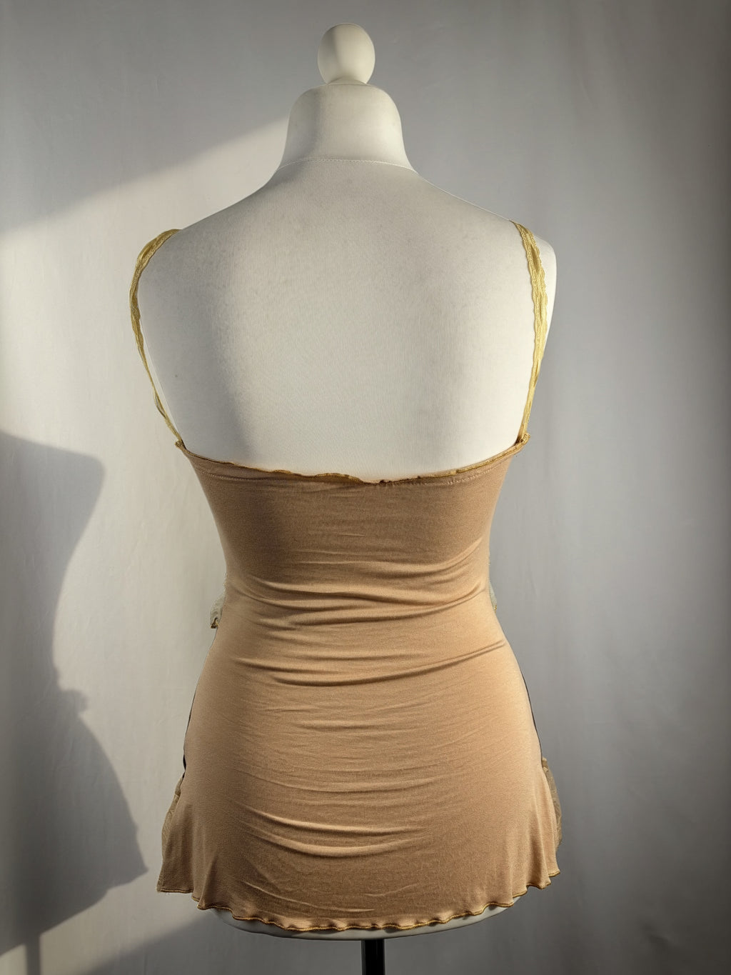 Brown Bony rare silk Victorian style cami with embroidered details