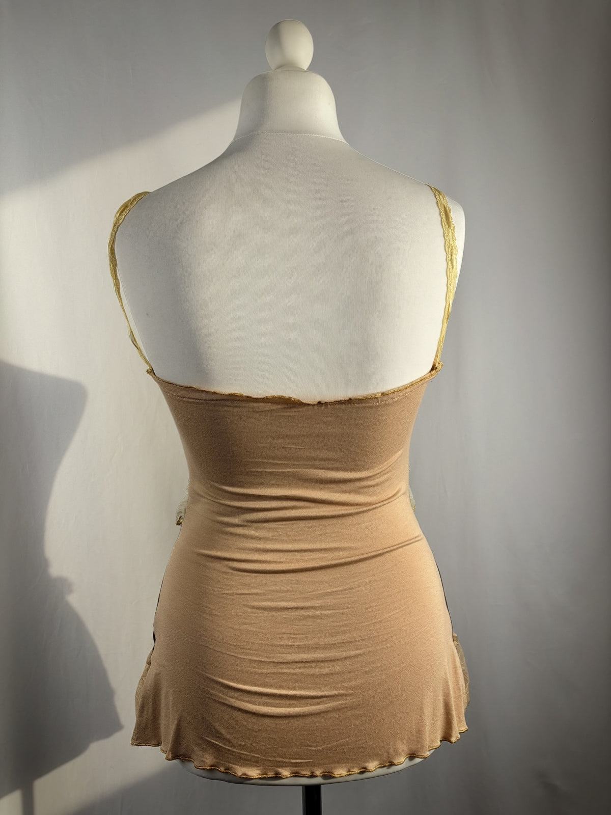Brown Bony rare silk Victorian style cami with embroidered details