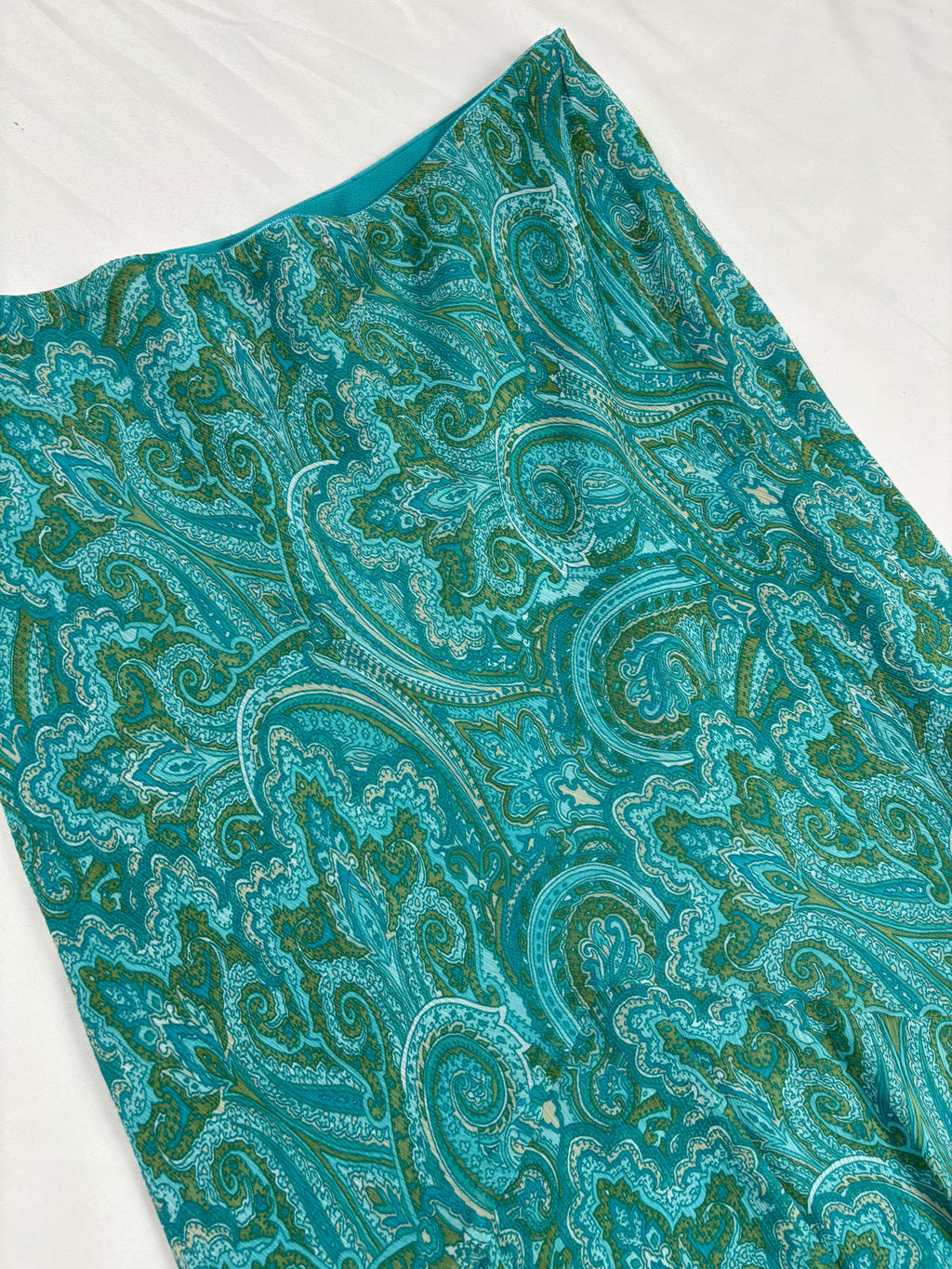 Blue and green asymmetric flowy skirt