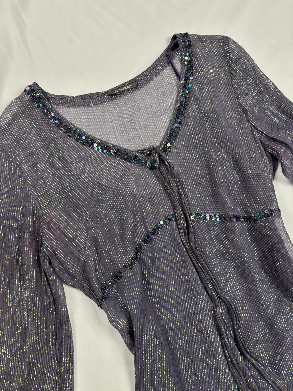 Purple and green sparkly long sleeve with layered cami